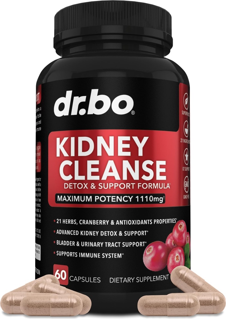 Nyre rense Detox Support - Natural Cranberry, Juniper Berries, Buchu & Uva Ursi Extract til støtte Nyrer, Bstige & Urinary Tract Health Kosttilskud - Urte Renal Blend Formel piller