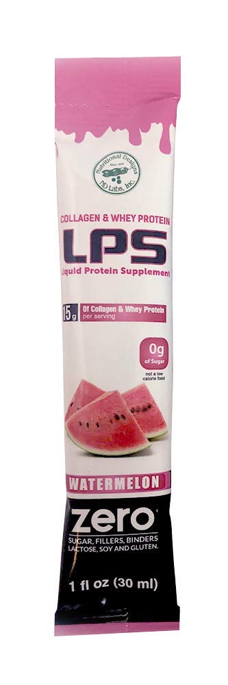 Ernæringsmæssige designs LPS flydende kollagen & whey protein supplement - ikke-GMO drik, sukkerfri - fremmer sund hud & hår til mænd & kvinder, Watermelon, Single Serve (100 Pakker)
