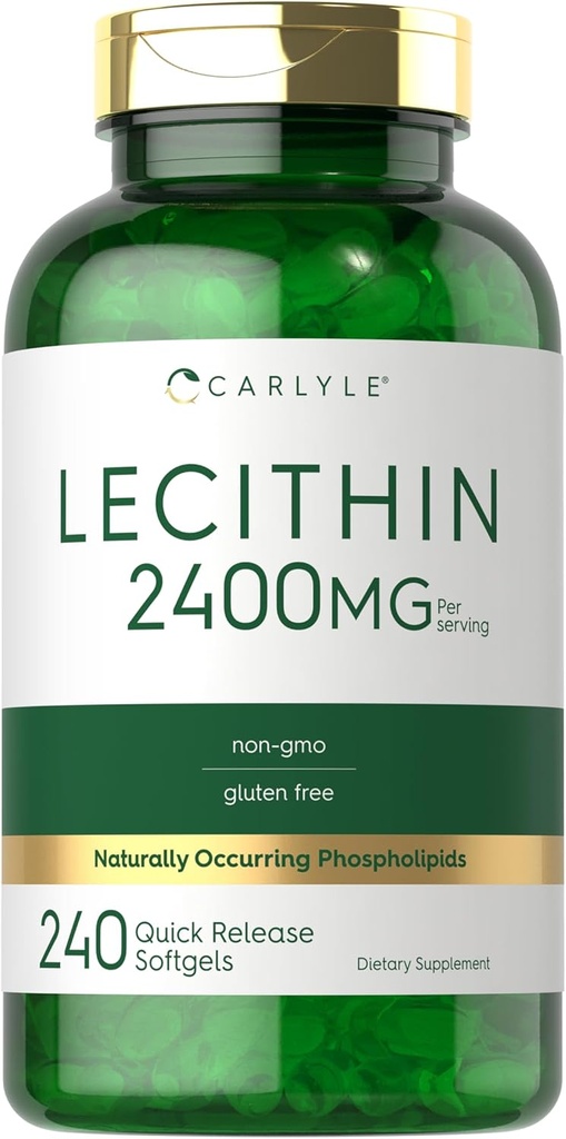 Carlyle Lecithin Supplement- 124; 2400mg - 124; 240 Softgel Kapsler - 124; med naturligt-Ocouring Phospholipid - 124; Non- GMO, Gluten Free