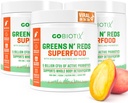 GOBIOTIX Super Green and Red Powder - rød og grøn superfood - Probiotisk supplement - fordøjelsesenzymer og root pulver - økologiske hele fødevarer kosttilskud (Mango, 3 Pack)
