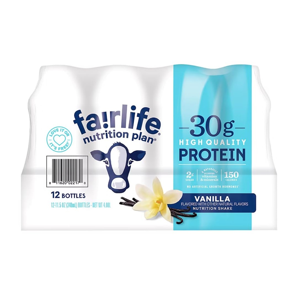 Fair Life Nutrition Plan High Protein Liquid Shake, Vanilla, 11,5 Fl Oz, pakke med 12