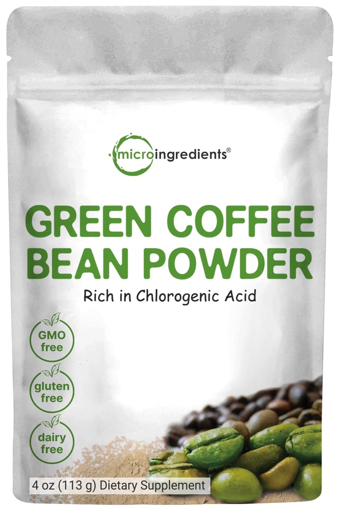 Pure Green Coffee Bean Extract, 4 Ounce, Filler Gratis med naturlig koffein, Green Coffee Bean Fat Burn Supplement med 50% chlorogen syre, understøtter Metabolisme og Vægt Management, Vegansk Friendly