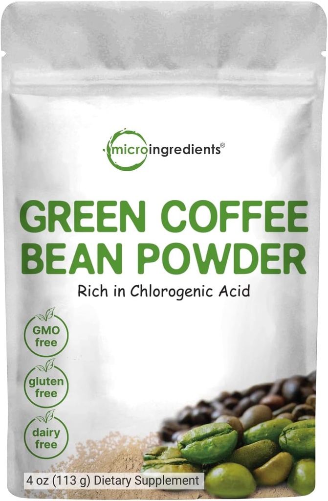 Pure Green Coffee Bean Extract, 4 Ounce, Filler Gratis med naturlig koffein, Green Coffee Bean Fat Burn Supplement med 50% chlorogen syre, understøtter Metabolisme og Vægt Management, Vegansk Friendly