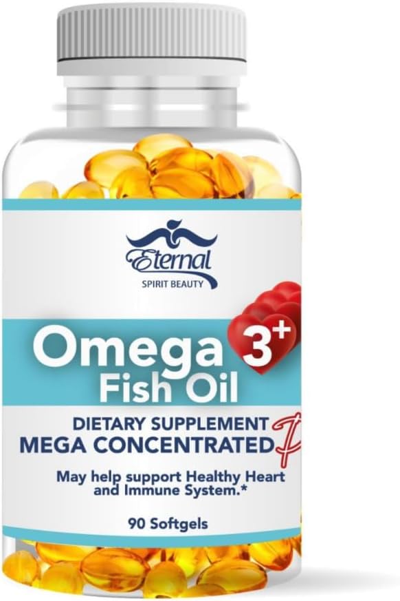 Evig Spirit Skønhed Omega-3 Fish Oil - højpotens EPA & DHA tillæg for hjerte, hjerne & immunforsvar - Mega koncentreret formel - 60 Softgels