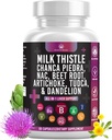 Mælk Thistle NAC Chanca Piedra Beet Root Artiskoke Mælkebøtte Root- Lever supplement Plus Astragalus TUDCA Cholin & Gingers - 60 Greve