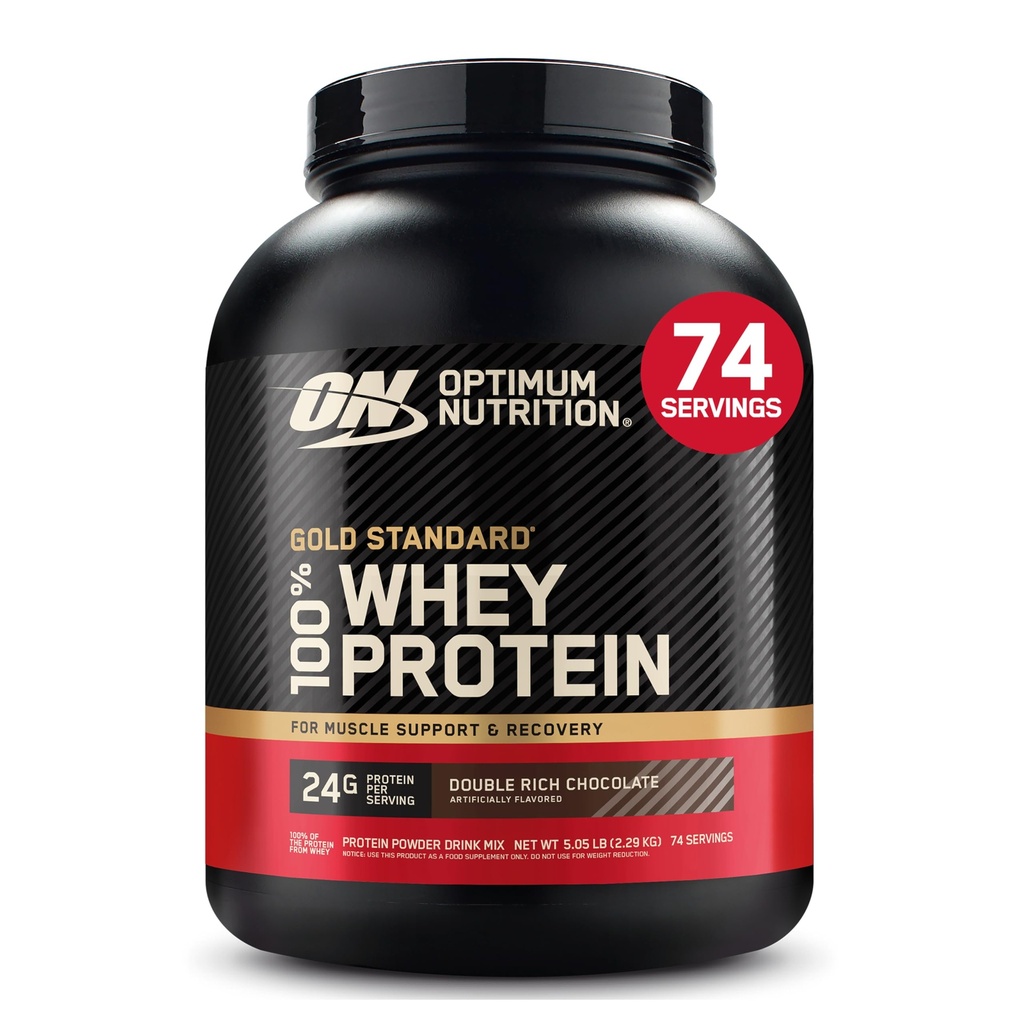 Optimum Nutrition Gold Standard 100% Whey Protein Powder, Double Rich Chocolate, 5 Pund (Packaging May Vary)