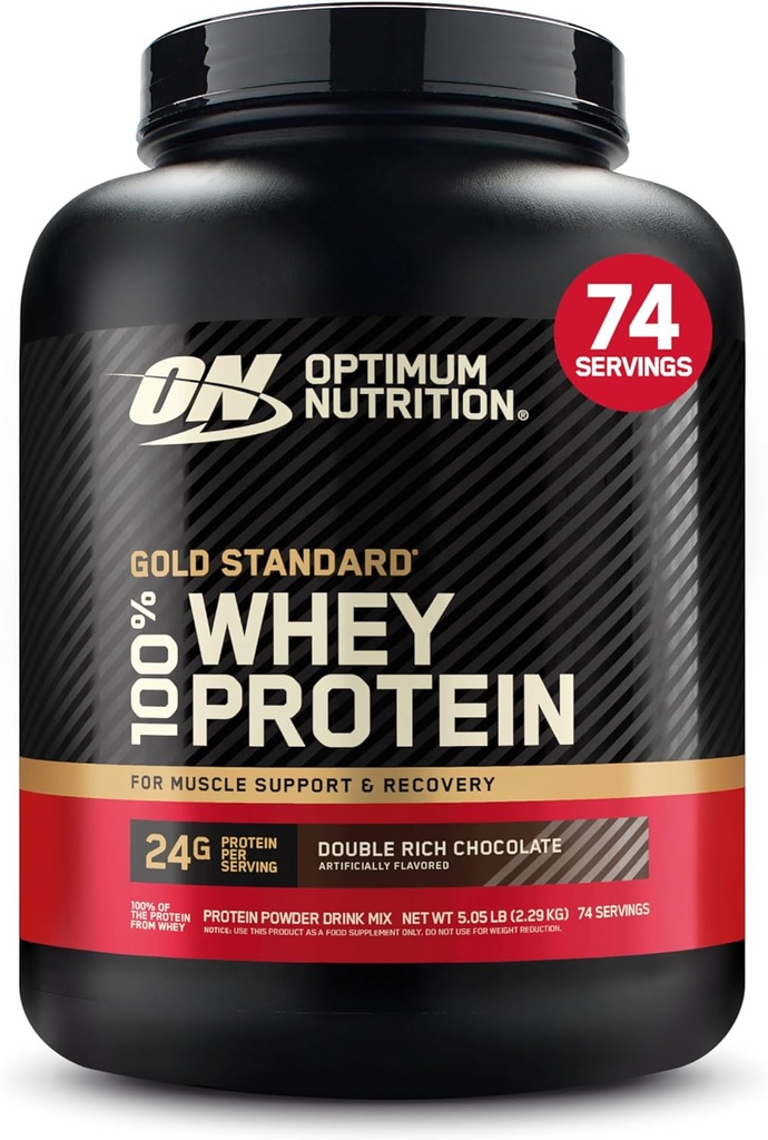 Optimum Nutrition Gold Standard 100% Whey Protein Powder, Double Rich Chocolate, 5 Pund (Packaging May Vary)