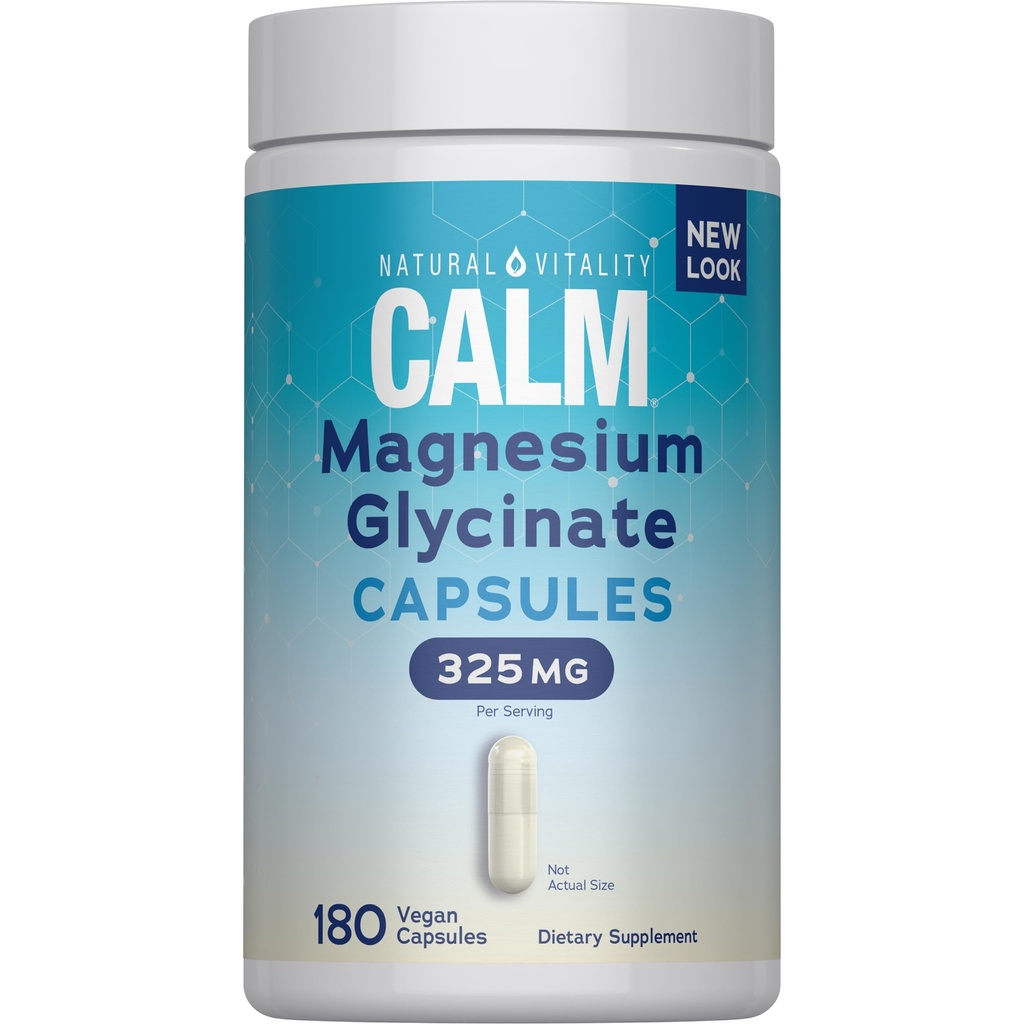 Naturlig Vitality Rolig, Magnesium Glycinate Understøtter Bone, Muskel, Hjerte, & Nerve Sundhed, Non- GMO, Vegan, Gluten Free 180ct