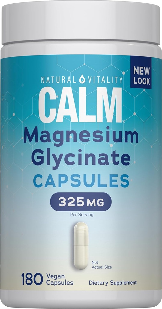 Naturlig Vitality Rolig, Magnesium Glycinate Understøtter Bone, Muskel, Hjerte, & Nerve Sundhed, Non- GMO, Vegan, Gluten Free 180ct