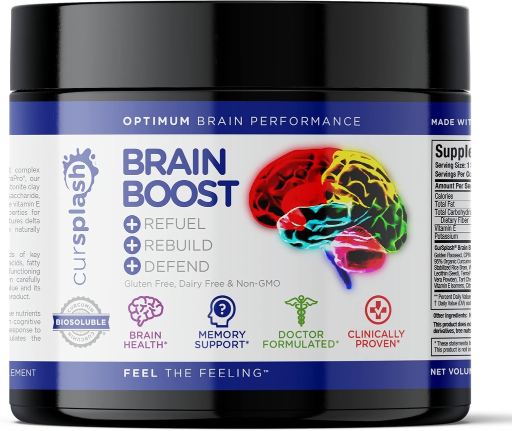 curcuminpro Brain Boost Cursplash Note 124; Nootrop Drink for Memory, Clarity, Focus Note 124; Annatto Tocotrienol, Curcumin, TerraPro, BiAloe