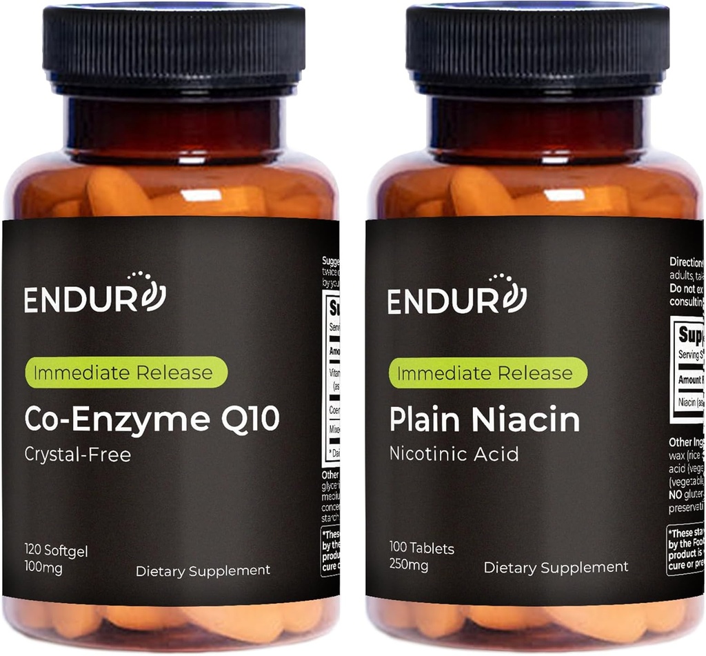 Endurance Products Co- Enzyme Q10 Krystal- Free (120 softels) B3 Plain Niacin