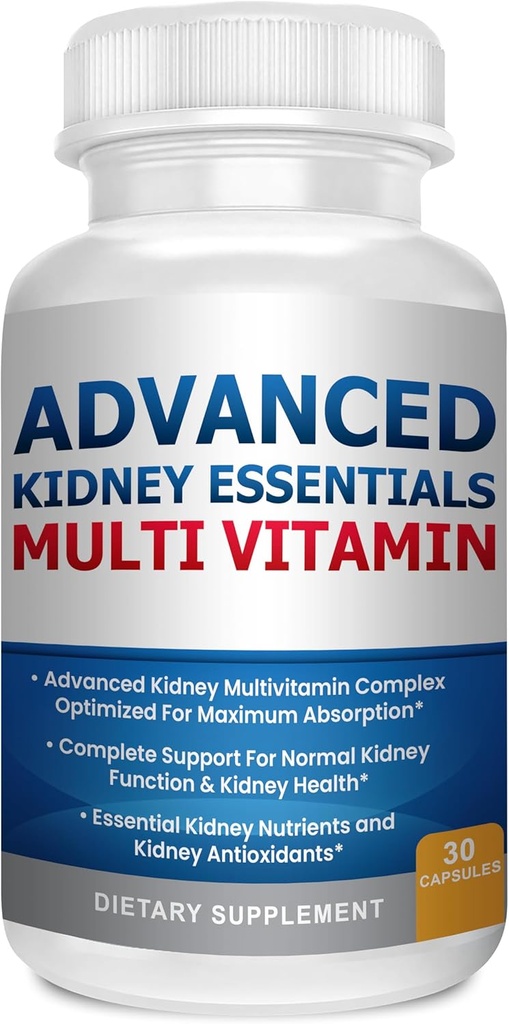 Advanced Nyre Essentials Multivitamin. Nyresupport supplement til komplet nyresundhed. Nyretilskud med nyrevitaminer 30 Caps