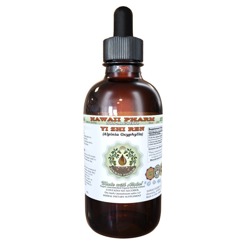 Yi Zhi Ren Alkohol- Free Liquid Extract, Yi Zhi Ren, Sharpleaf Galangal (Alpinia Oxyphylla) Fruit Glycerite Natural Herbal Supplement, Hawaii Pharm, USA 2 fl.oz