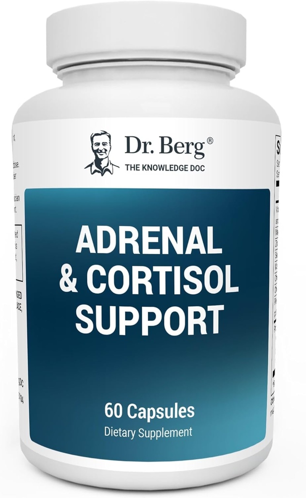 Dr. Berg Adrenal & Cortisol Kapsler - Adrenal Supplement & Cortisol Manager - Food, Food, Afslapning og Stress Support - Adrenal Kosttilskud med Ashwagandha Ekstrakter - 60 Kapsler