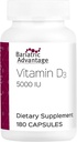 Bariatric Advantage Vitamin D3 5000 IE - Bariatric Vitamin D kapsler - Vand- Missible - Knoglestyrke Support * - Easy Swallow Capsule - 180 Tæl