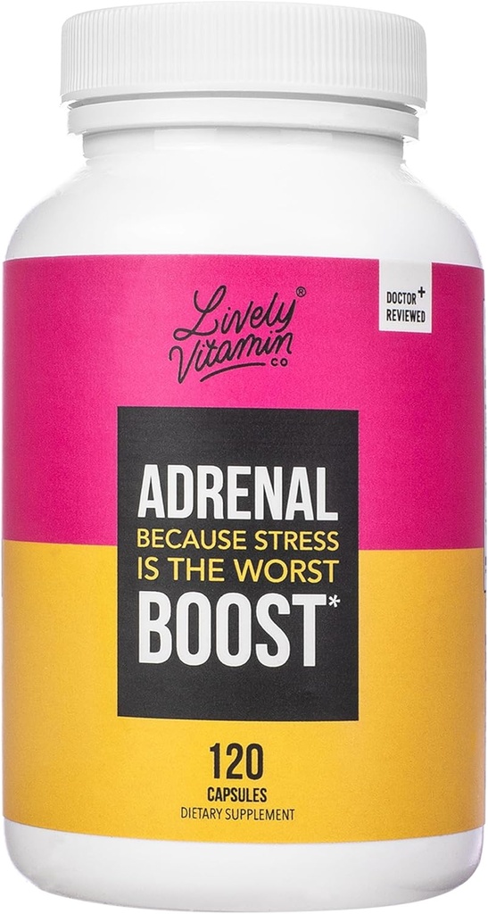 LIVELY VITAMIN CO. Adrenal Boost - Immunum - Stress - Anxious - Hukommelse - Fokus - Nervøsitet - Hvile - Sove - Ashwagandha - Black Maca - Rhodiola - Ginseng - 120 Vegetariske Kapsler
