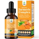 Økologisk Gurkemeje Flydende Drops til voksne - Gurkemeje Curcumin med sort peber, kanel & ingefær Udtræk Væske til fælles smerter, mobilitet & inflation - Curcumin Drops til immunforsvar - 60ml (2oz)