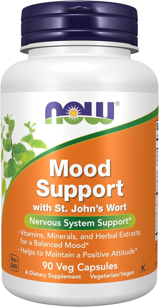 Now Supplements, Mood Support med St. John 's Wort, Nutrient and Herbal Extracts, 90 Veg Kapsler