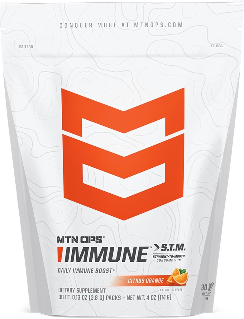 MTN OPS immunSTM Powder Drink Mix, C-vitamin, D-vitamin, Zink & antioxidanter til daglig immunstøtte, hydrering og wellness, 30 Servere, Citrus Flavor