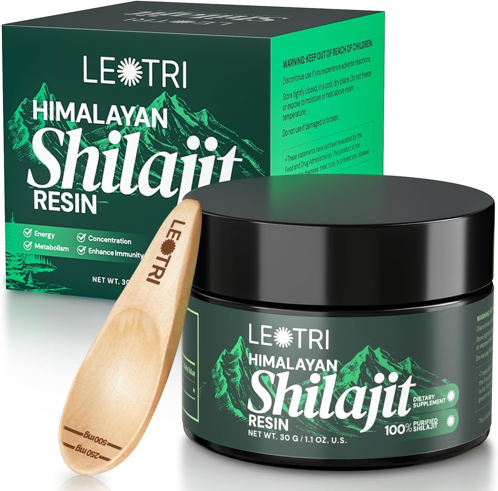 Shilajit Pure Himalayan Organic Shilajit Resin: Autentisk Fulvic Acid med 85 + Trace Minerals - Gold Grade Natural Sibirian Shilajit Supplement for Energy immun Support, 1.1 OZ