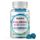 Hyaluronsyre Gummies, Hyaluronsyre Kosttilskud med C-vitamin & biotin 5000mcg til hud, hår, negle sundhed, Joints Kosttilskud til kvinder og mænd, lavt sukker, Vegan, non-GMO, 60 Counts
