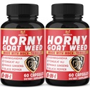 BMVINVOL (2 Pakker) Horny Geder Weed Kapsler med Maca, Tribulus, Ginseng. Ashwagandha, Tongkat Ali - 8-in-1 for Support Energy Nivels