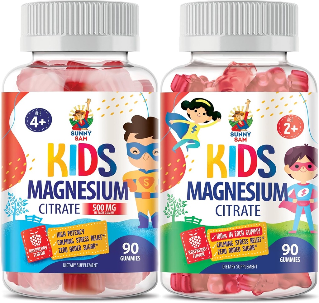 Sanny SAM Magnesium Gummies for børn og voksne - rolig Magnesium tygger - Magnesium Citrate Chewable Supplement for Mood & Muscle Support