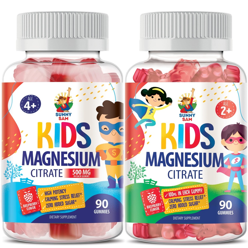 Sanny SAM Magnesium Gummies for børn og voksne - rolig Magnesium tygger - Magnesium Citrate Chewable Supplement for Mood & Muscle Support