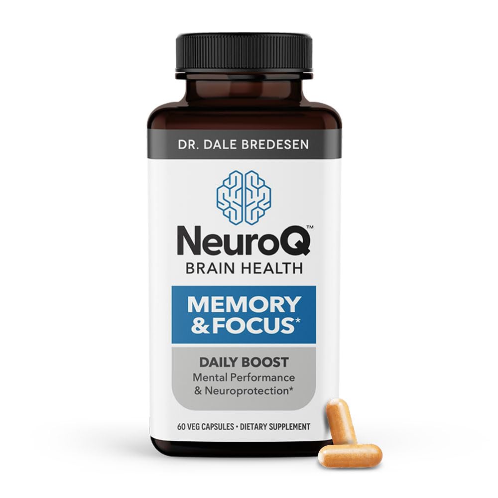 NeuroQ Memory & Focus - øger kognitiv ydeevne og sund hjerne funktion - Neurobeskyttende formel af Dr. Dale Bredesen - Gotu Kola Ginkgo Phosphatidylserin kaffe frugt & propolis - 60 kapsler