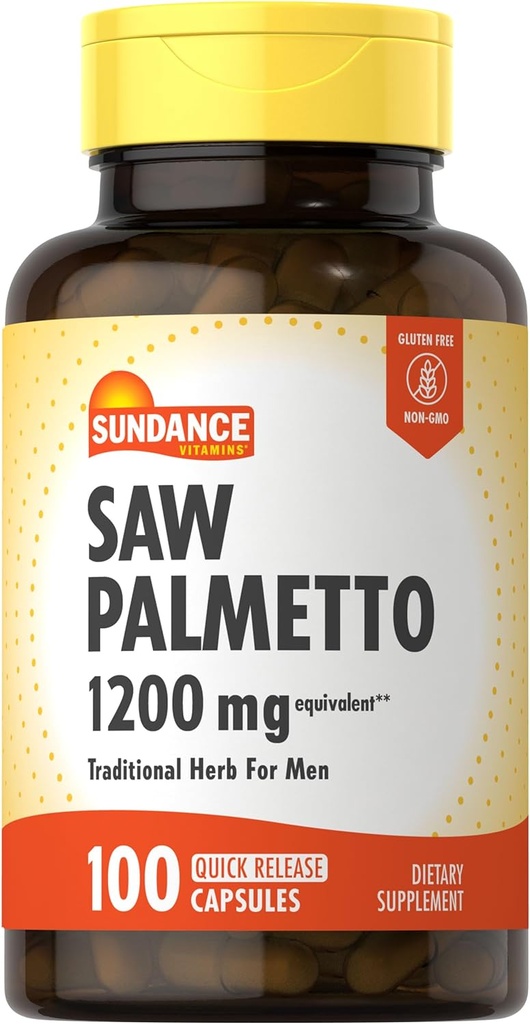 Sundance Saw Palmetto 1200mg for Men | 100 Quick Release Capsules | Non-GMO & Gluten Free Supplement