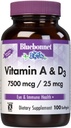 Bluebonnet Nutrition Vitamin A & D3 25. 000 IE / 1. 000 IE fra Deep Sea, Cold Water, Fish Oil - For Eye Health & Immune Function * - Gluten Free - Dairy Free - Molekulært Destilleret - 100 Softgel / Servering