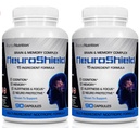NeuroShield, Brain Supplement en Nootrop Brain Booster og hukommelse supplement, Indeholder Huperzine A, Ginko Biloba, Bacopa Plus antioxidanter til hjerne sundhed, Multi- Ingredienser, 2 flasker, 180 kapsler