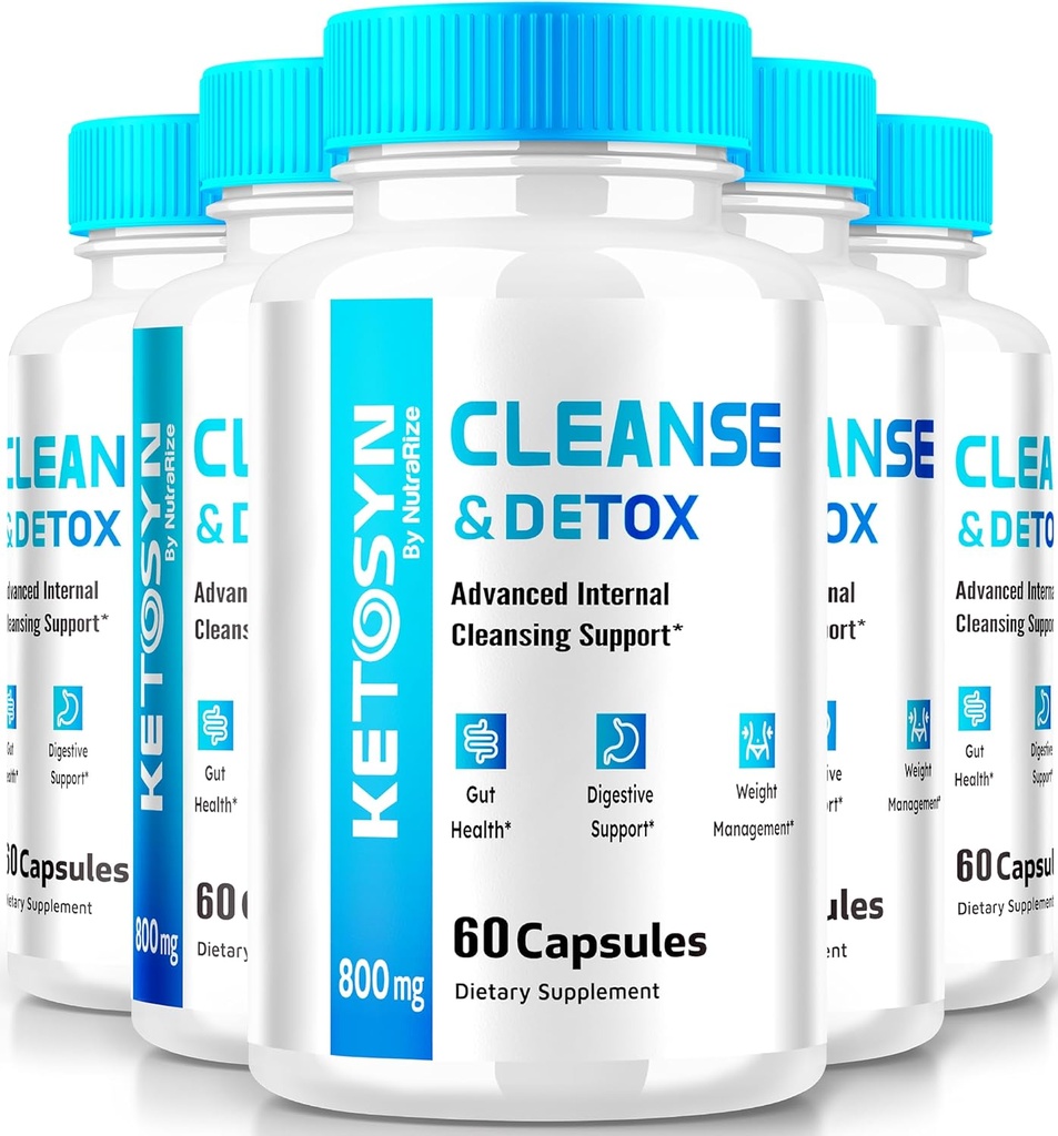 (5 Pack) Ketosyn Cleanse & Detox kapsler, Ketosyn piller til avancerede vægttab, maksimal styrke Keto Blend Support Supplement, Keto Syd Intern Cleansing Pastillas Anmeldelser (300 kapsler)
