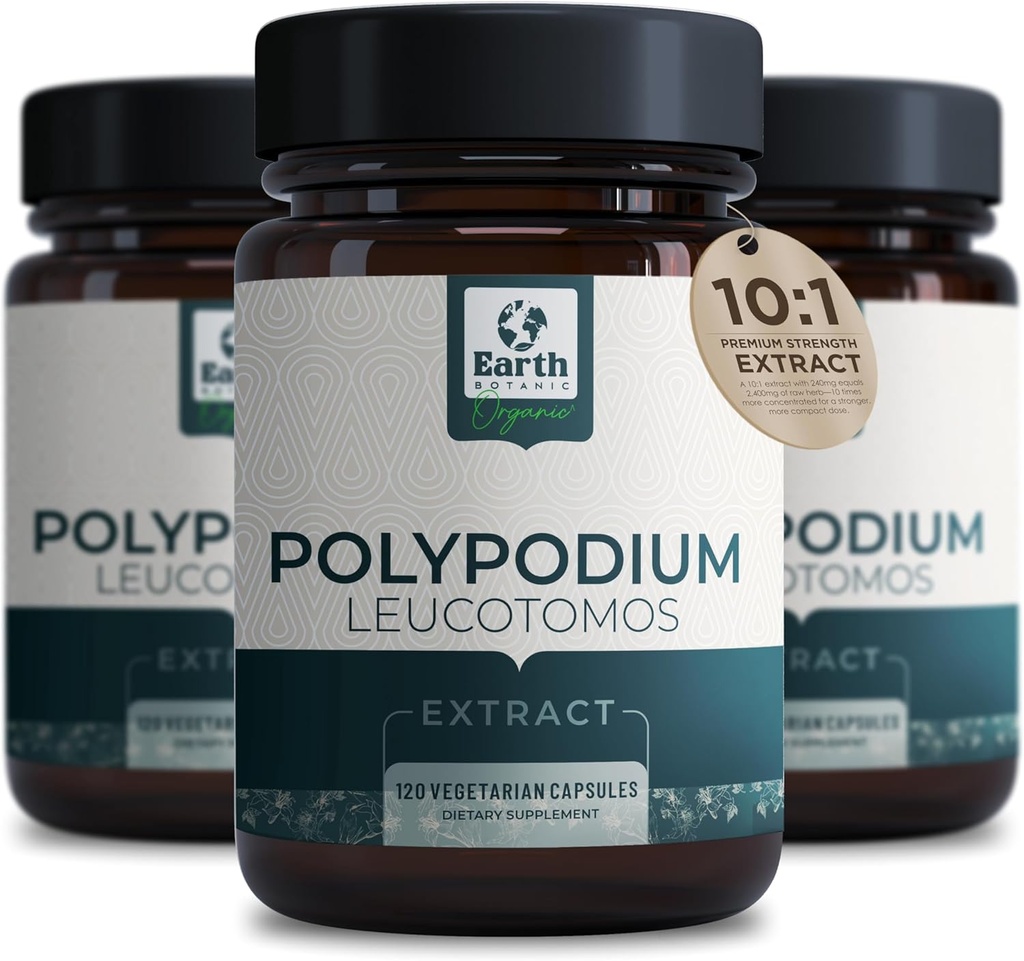 Polypodium Leucotomos Extract 10: 1, 240 mg, 120 Veg kapsler - Understøtter naturlig sund hud karriere-Antioxidant- Natural Skin Tone- Vegetar, Non- GMO 4 Måned Supply