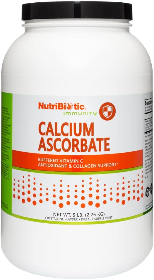 Nutribitic - Calcium Ascorbat C-vitamin Pulver, 5 Lb; Essential Antioxidant & Collagen Supplement Buffered med Calcium • 124; Non Acid & Nemmere om fordøjelse end Ascorbic Acid • 124; Gluten & GMO fri