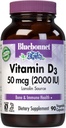BlueBonnet Vitamin D3 2000 IE Vegetabilske kapsler, 90 Tælling