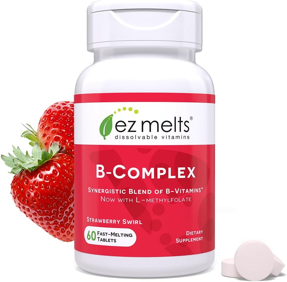 EZ smelter opløselig vitamin B- kompleks med methyl B12 og methylfolat, sukkerfri, 2-måned Supply - 1 pakke