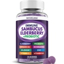 Elderberry Gummies immunforsvar, daglig støtte til børn og voksne *, med Sambucus Elderberry, Zink, C-vitamin, D3, B6, B12, Plus - Kosttilskud - 70 Tæl