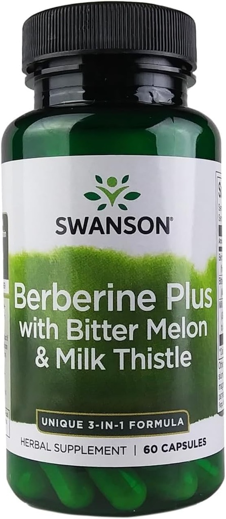Swanson Berberine Plus med Bitter Melon & Milk Thistle - 3-in-1 Formel 60 Caps