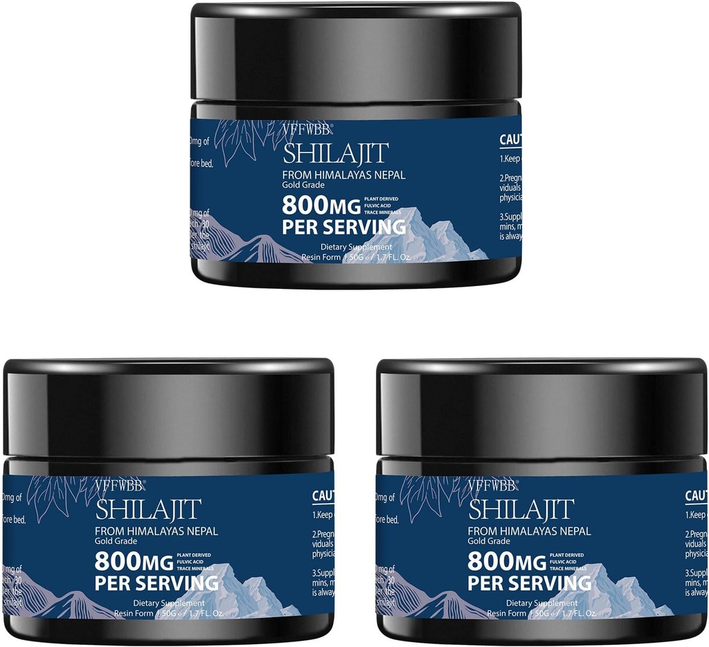 800mg Shilajit Pure Himalayan Organic Shilajit Resin- Gold Grade Shilajit til mænd og kvinder med 85 + spor Mineraler & Fulvic syre - 100% Natural Shilajit supplement til energi & immunforsvar -50 Bedste