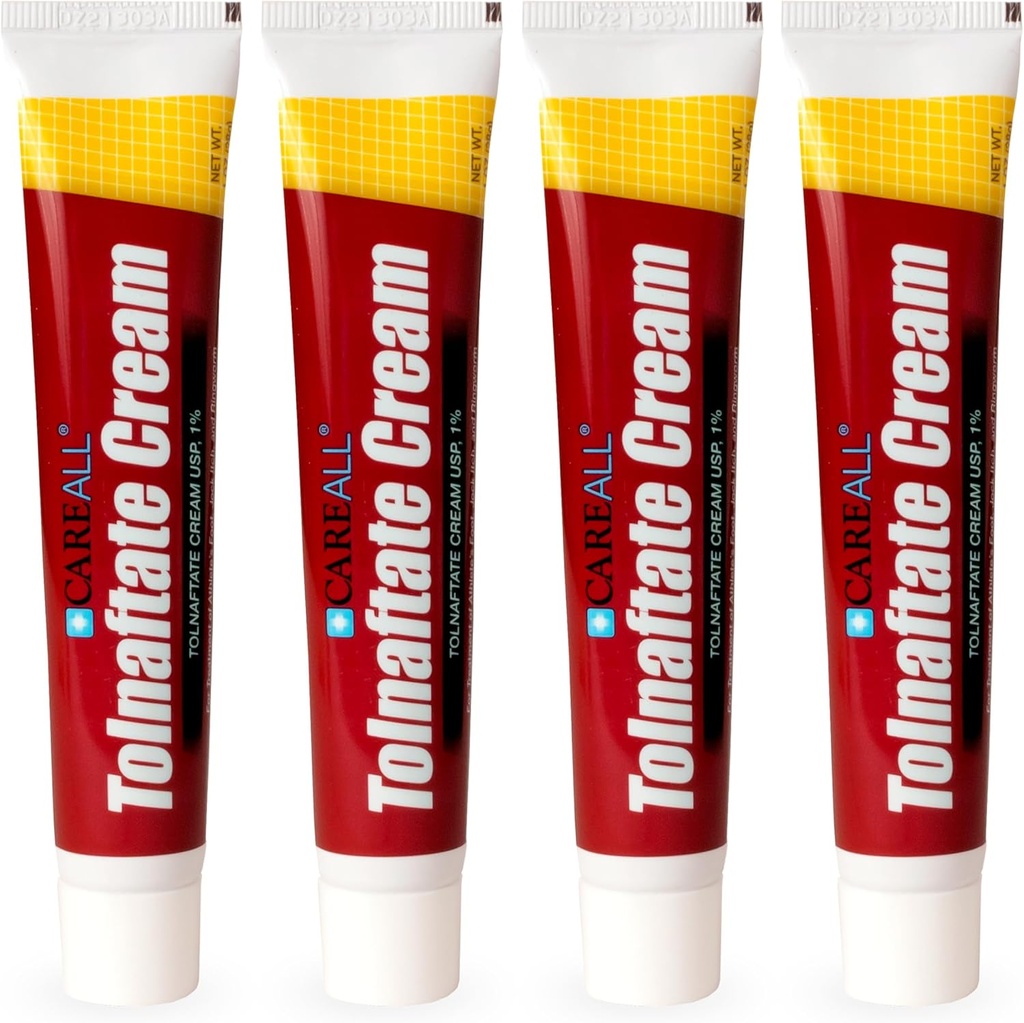 CareAll Tolnaftate Cream USP 1%, 1,0 oz. Tube (4 Pack), Effektiv antimykotisk behandling og Itch Relief for Atlete 's Foot, Jock Itch, Ringorm, Sammenlign med førende mærke