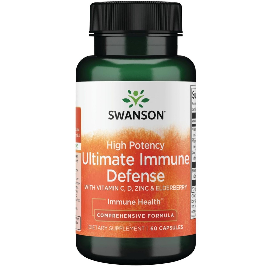 Swanson High Potency Ultimate immunforsvar med C, D, Zink & Elderberry 60 Caps