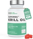 Krill Oil Omega 3 Capsules High Strength 1000mg Yex124; bæredygtigt opvokset i Antarktis; 124; 60 Red Softgels Mex124; Joint Care Kosttilskud Mex124; med kraftfulde antioxidant Astaxanthin og fosfolipider til Absorption