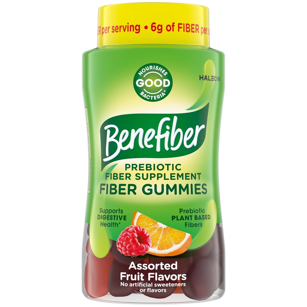 Benefiber Prebiotic Fiber supplement Gummies for fordøjelsessygdomme, Diverse frugt smag - 81 Greve