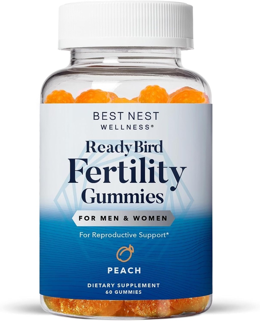 Bedste Nest Wellness Fertility Gummies - Prenatal Multivitamin til Conception Support - Nutritional Supplement med Methylerede Vitaminer - Vibrerende Health Support med Coenzym Q10 - Peach, 60 Gummies