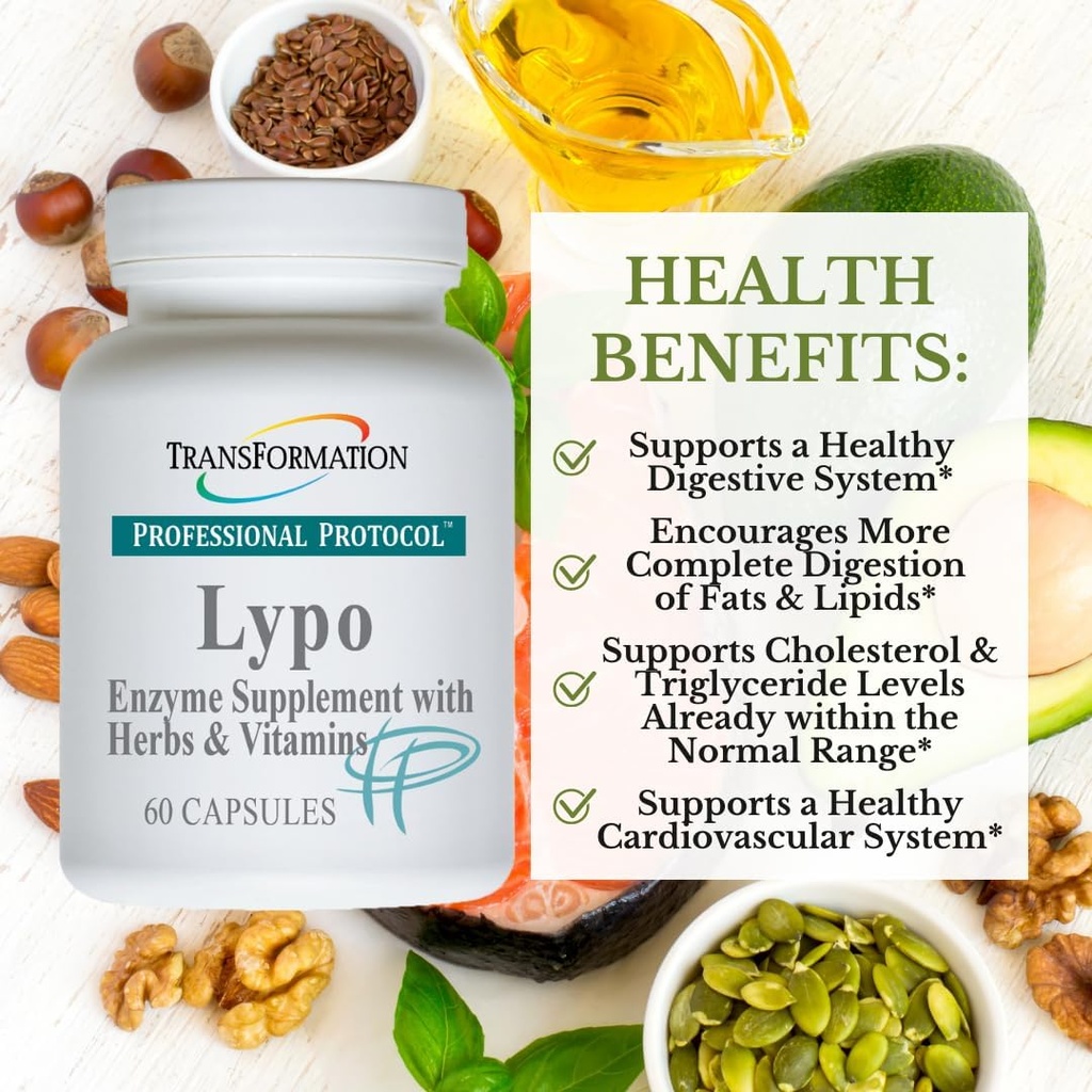 Transformation Enzymes Lypo Enzyme Supplement med urter og vitaminer til fordøjelsessygdomme, 60 Caps