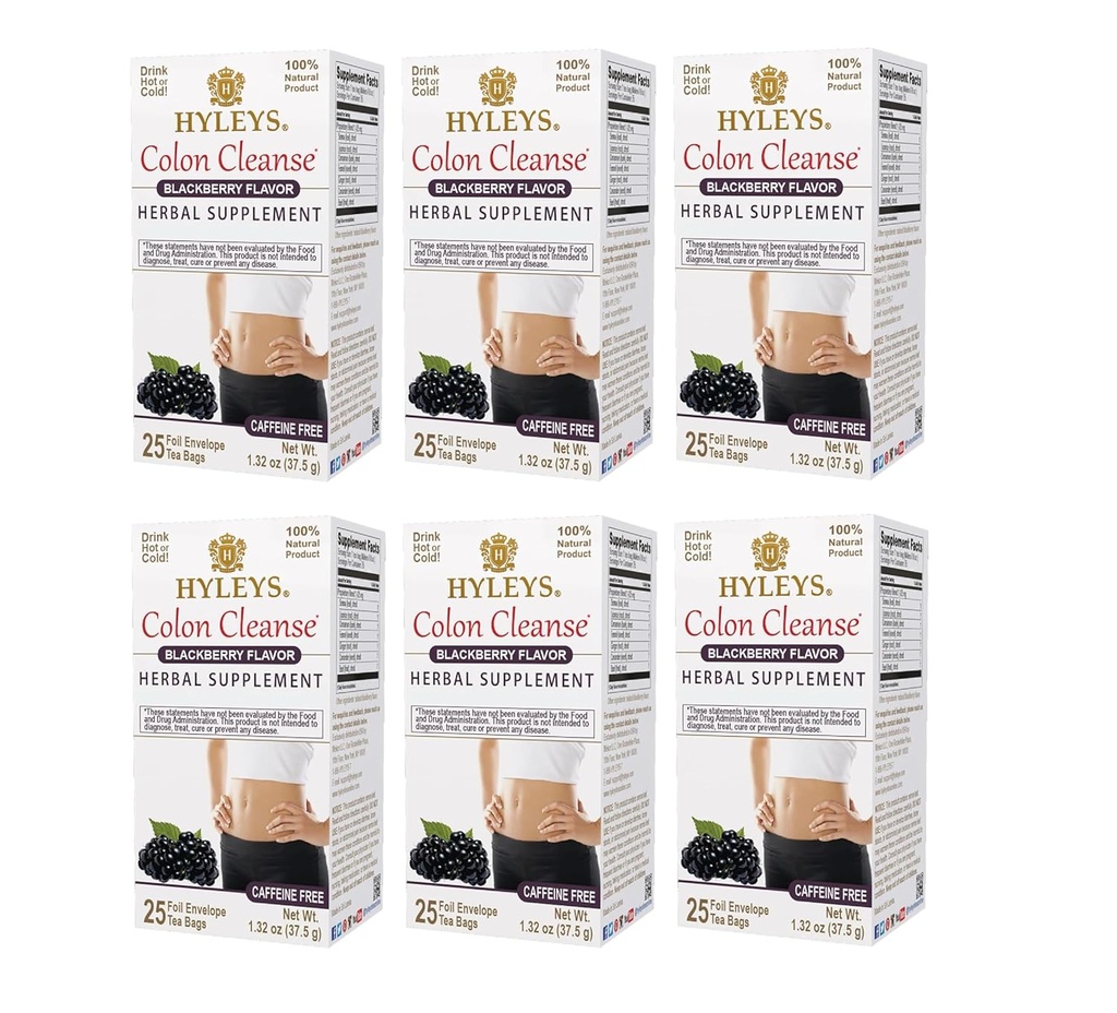 Hyleys Colon Cleanse Tea Blackberry Flavor (6 Pack - 150 Tea Tasker i alt)