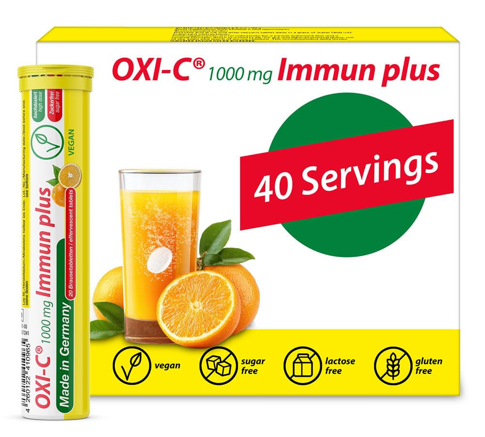 T & D Oxi C 1000 mg C-vitamin - 40 Vegansk drik - Orange Flavor - Fremstillet i Tyskland