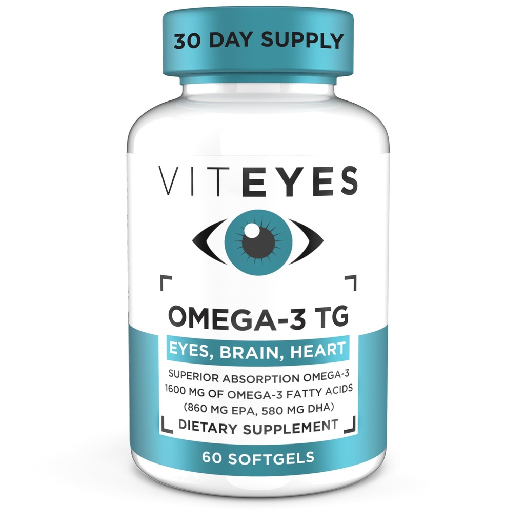 Vitoyes Omega-3 TG understøtter Eye & Heart Health, Natural Triglyceride Fish Oil Formel, Clear, 60 Greve
