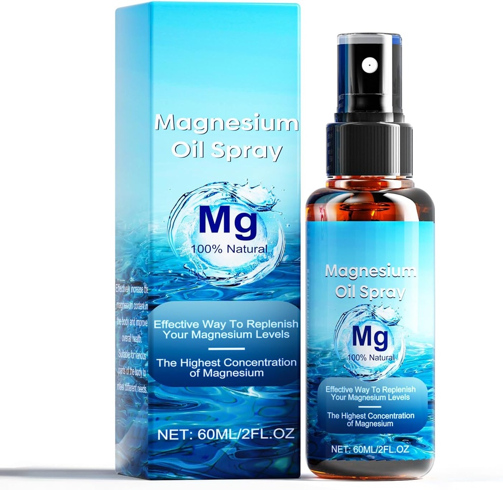 Magnesium Oil Spray, 100% Pure Natural Magnesium Oil Extra Strength, 60Ml Hud & Krop Organic Magnesium Chloride Oil Spray, Flydende Magnesium Skin Spray til Feet